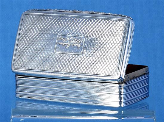 A William IV silver snuff box, by Taylor & Perry, Length 88mm Weight: 3oz/94grms